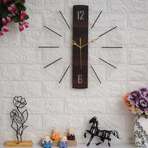 Acrylic Vertical Wooden Stripe Wall Clock 15 inches - Ghar Khoobsoorat