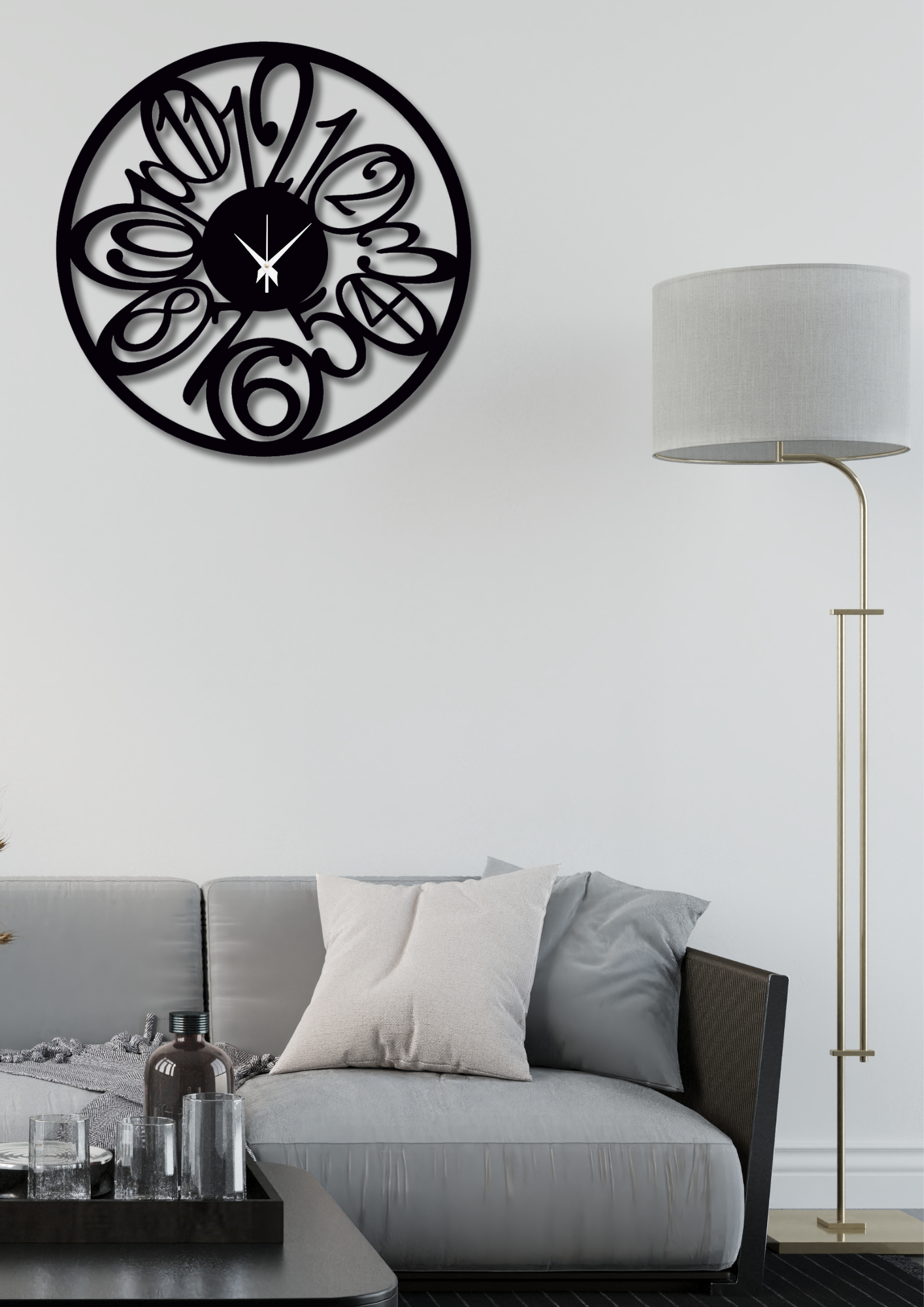 Artistic Numbers 15-Inch Wooden MDF Wall Clock - Ghar Khoobsoorat