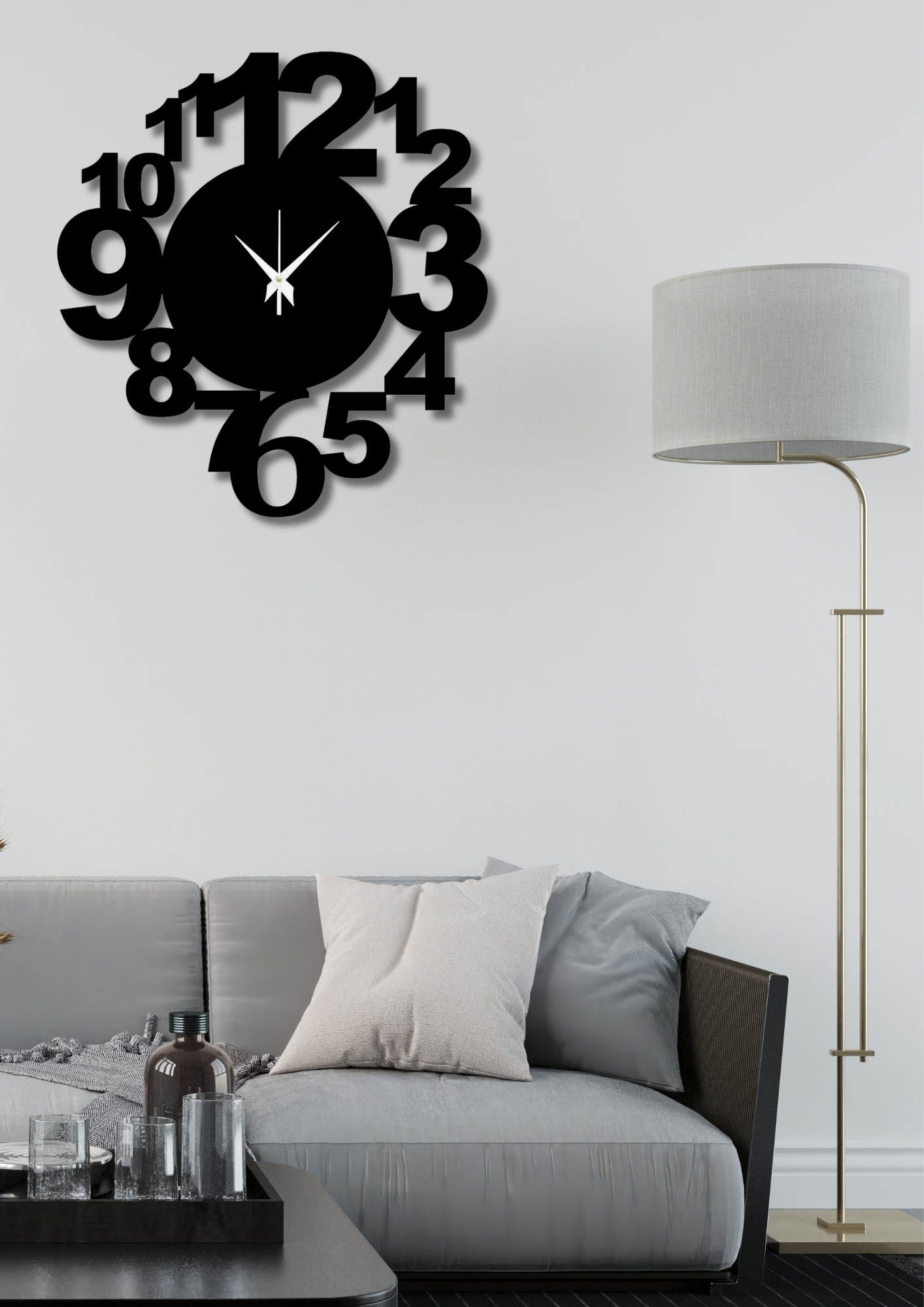 Bold Numbers 15-Inch Wooden MDF Wall Clock - Ghar Khoobsoorat