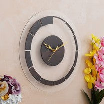 Rustic Chic Acrylic Wooden Wall Clock 15 inches - Ghar Khoobsoorat