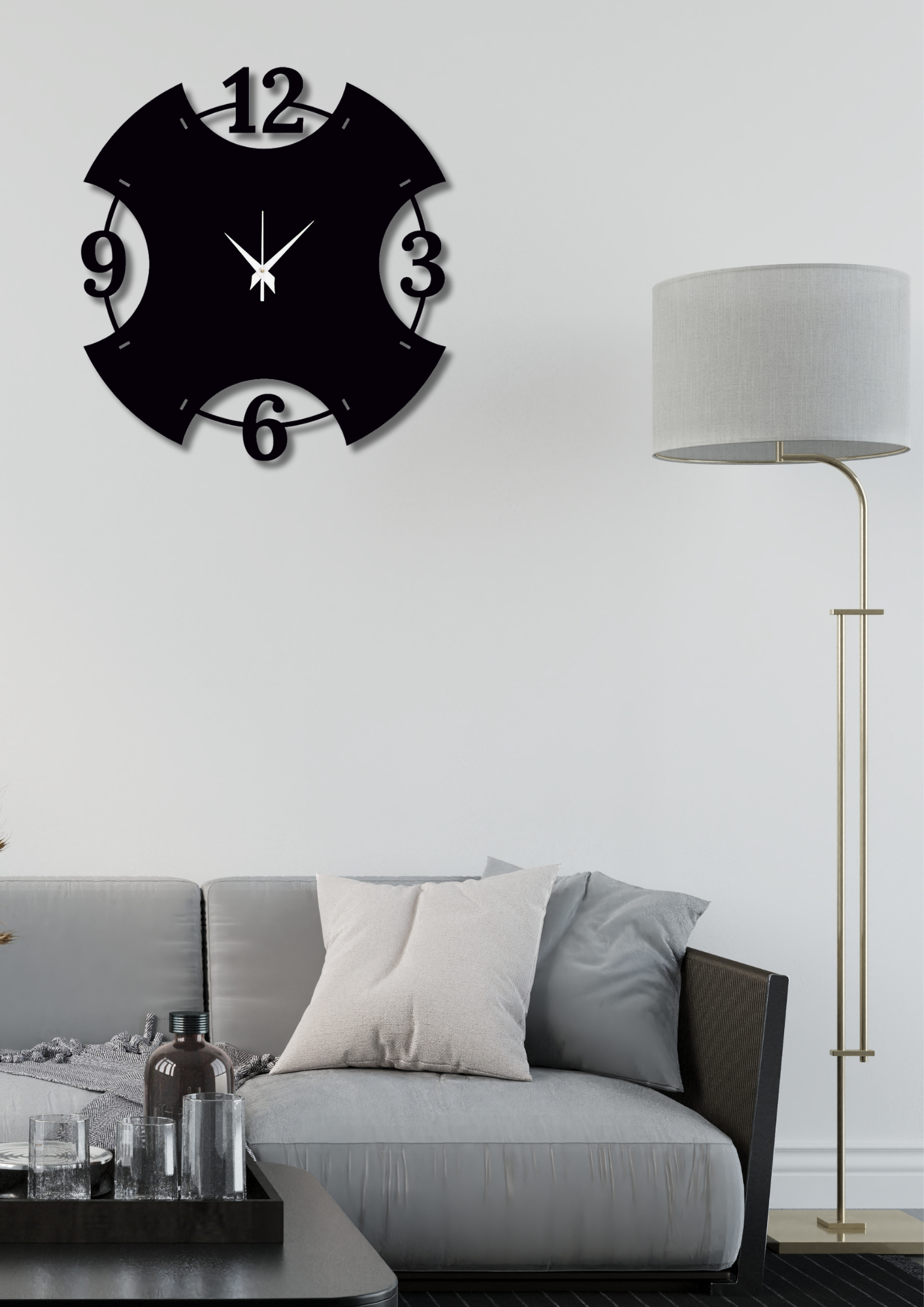 Contemporary Cut-Out 15-Inch Wooden MDF Wall Clock - Ghar Khoobsoorat
