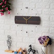Acrylic Horizontal Stripe Wooden Wall Clock 15 inches - Ghar Khoobsoorat